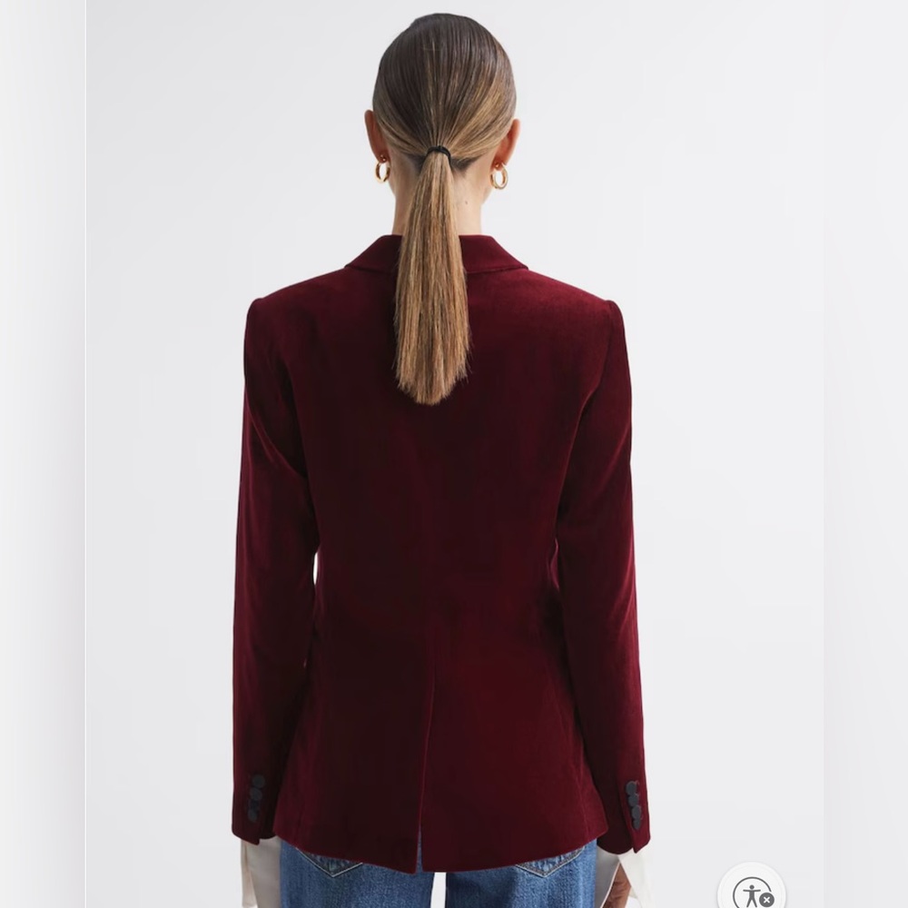 Reiss Maroon Velvet Tuxedo Style Blazer - Picture 3 of 11